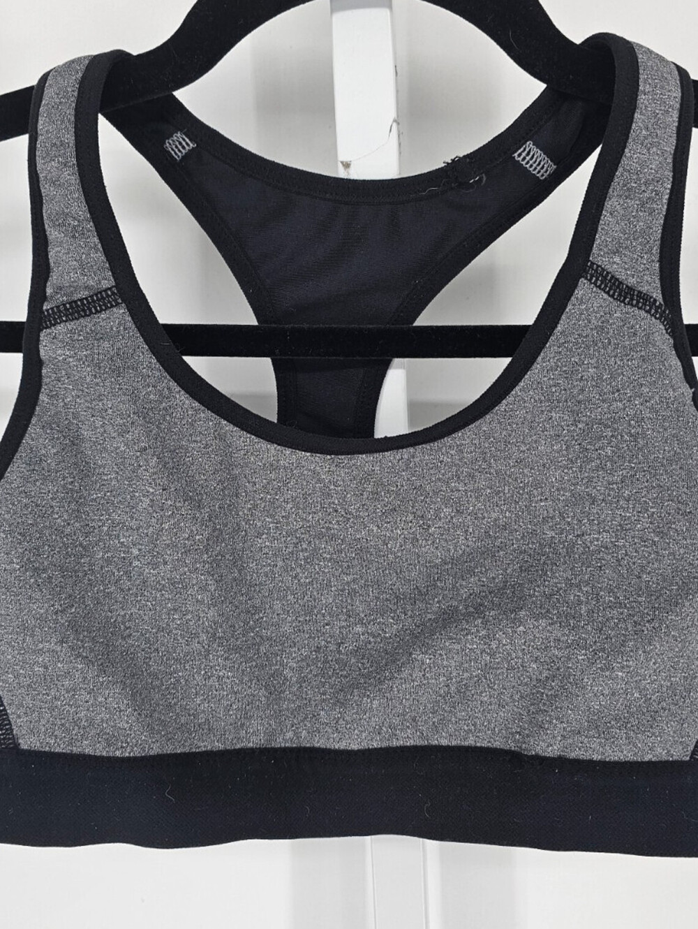 C9 by Champion Womens Sz S Racerback Sports Bra Gray w/ Black Trim